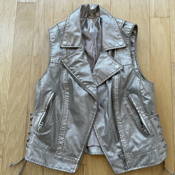 Free People Natural Rose Vegan Leather Gold Vest S - Picture 4 of 5